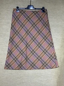 Laura Ashley Skirt Size 14 Pure New Wool Plaid Checked A Line Midi - Picture 1 of 9