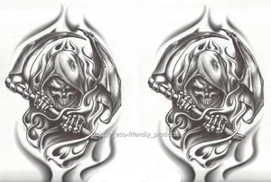LOTE 2 - GRIM SEAPER TATUAJE TEMPORAL NEGRO Y GRIS REALMENTE GENIAL MUY GRANDE - Imagen 1 de 1