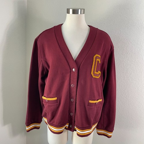 Giacca cardigan Coach donna XL bordeaux Varsity Letterman preppy accademia