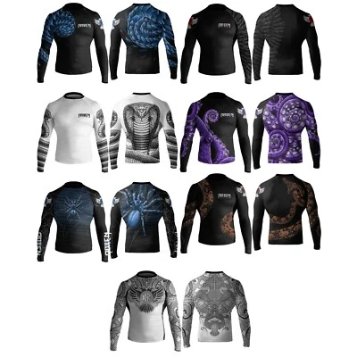Raven Fightwear Ranked BJJ Men's Long Sleeve Rashguard Various Colours & Styles - Image 1 of 4
