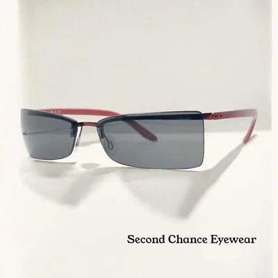 剪影 8596 40 6128 复古太阳镜-红色无框包裹式盾牌-死皮 — 第 1/4 张图片