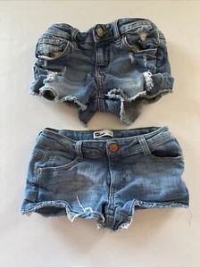 Epic Threads and RSQ Girls Shorts Denim Cut Off Size 7 Blue Jean Lot of 2 Grunge - Picture 1 of 7