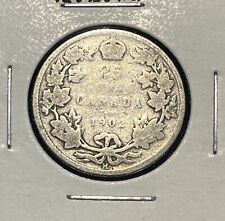 1902 H Canada Quarter 25 Cent Silver 
