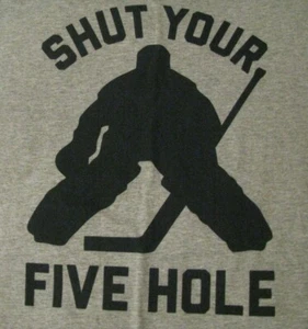 Shut your Five Hole T-shirt Kid Sz M/12 Gray Delta Soft Lightweight Cotton Blend - Picture 1 of 4