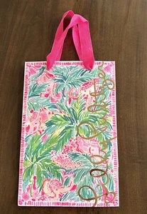 LILLY PULITZER PAPER CARDBOARD INSERT SHOPPING BAG TOTE PINK HANDLES 12x8x6 NEW - Picture 1 of 3