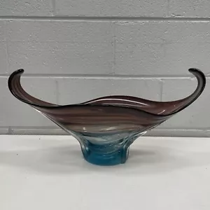 Centro de mesa original vintage retro cristal de Murano color años 70 grande azul púrpura - Imagen 1 de 10