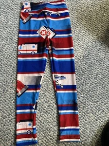 NWOT - Lularoe Patriotic, EMS, Ambulance, Helicopter USA Leggings Girls Size S/M - Picture 1 of 3