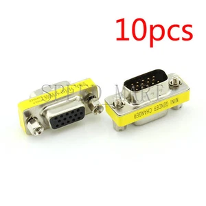 10 PCS 15 Pins HD VGA KVM SVGA DB15 Male to Female Serial Cable Coupler Adapter - Picture 1 of 3