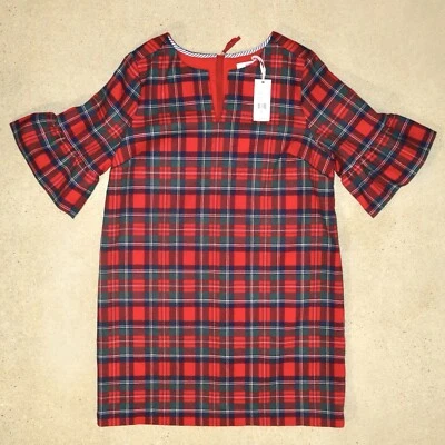 NWT Vineyard Vines Greenwhich Flutter Sleeve Holiday Christmas Plaid Dress Sz 2 - Image 1 of 4