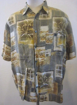 John Henry Viva Tropical Viscose Tropical Village Hawaiian Shirt Men's Large - Image 1 of 4