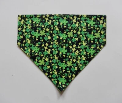 ST. PATRICK'S DAY SPARKING SHAMROCKS ON BLACK DOG SCARF/BANDANA--S, M, L - Image 1 of 3