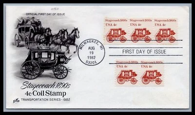 US FDC # 1898A 4c Stagecoach ArtCraft 3 x 2  1982, 9c136 - Image 1 of 2