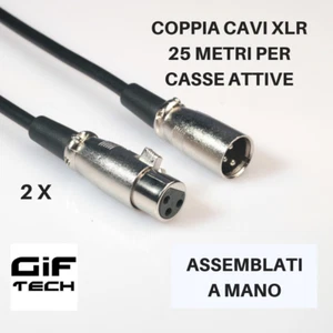COPPIA CAVI 25 METRI COLLEGAMENTO M / F CASSE ATTIVE MIXER 2X CAVO XLR GIFTECH - Imagen 1 de 1