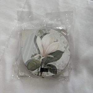 Studio 18 2006 Floral White Magnolia Paper Coasters Set Of 8 NEW Paula Scaletta - Picture 1 of 6