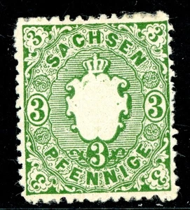 Germany States 1863 Saxony 3 Pf Green Scott #15 Mint W899 - Picture 1 of 6
