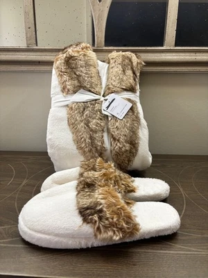 BATA CON CAPUCHA DE PIEL SINTÉTICA OMBRE GRANERO DE CERÁMICA, TALLA L~ RIBETE MARFIL/CARAMELO Y Zapatillas Foto 1 de 3