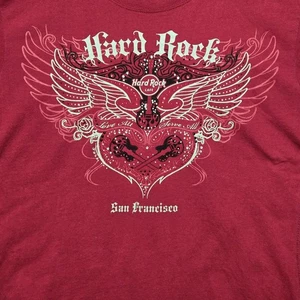 Hard Rock Cafe San Francisco Dark Red Women's Sz L Rock Couture Studs - Picture 1 of 12