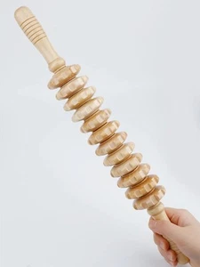 Wooden Massage Roller Anti-Cellulite Tool Self Care Lymphatic Therapy Massager - Picture 1 of 12