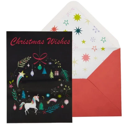 Рождественская открытка NIQUEA.D, 3D венок с единорогом - Изображение 1 из 4