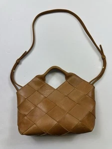 Parker Clay Acacia Woven Handtasche Umhängetasche Leder Braun Boho Chic Lux - Bild 1 von 9