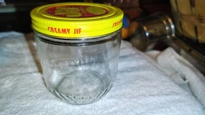 Vintage Jif Creamy Peanut Butter Jar 18 Ounce w/Metal Cover & Embossed Measures - Picture 1 of 3