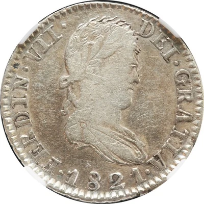 Mexico 1 Real Zs 1821 R.G. Zacatecas, NGC VF Details, Cleaned. KM# 83.3 - Image 1 of 4