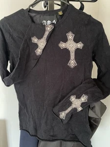 A&G Amal Guessous Knit Cotton 100% Sweater Size Women M Cross Black - Picture 1 of 4
