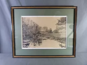 E. DELCAMPE (20° secolo) Disegno in inchiostro nero indiano, Ponte sul fiume 1936 - Foto 1 di 7