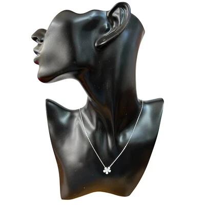 collana argento 925 anallergico rodiato fiore zirconi regalo gioiello - Immagine 1 di 3