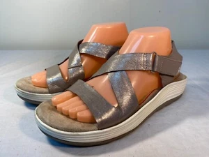 Bionica Sandals Women's Metallic Taupe Leather Open Toe Comfort - US 9.5 - Picture 1 of 7