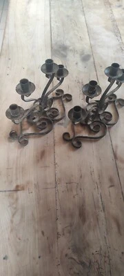 Paire De Chandeliers En Fer Forgé - Photo 1/4