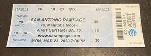 ** UNBENUTZT ** San Antonio Rampage Hockey Ticket ** FINAL SEASON 2019-2020 ** - Bild 1 von 3