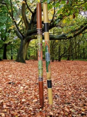 Handcrafted Bamboo Didgeridoo Instrument with Hand Painted Dot Designs 115cm