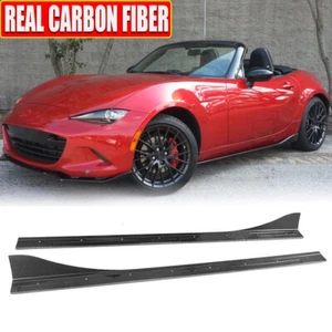 2 PIEZAS Faldas laterales de carbono real Extensión de labios para Mazda MX-5 Convertible 16-17 - Imagen 1 de 12
