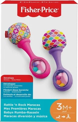 Fisher-Price Baby Newborn Toys Rattle 'n 2 Count (Pack of 1), Pink/Purple  - Image 1 of 4