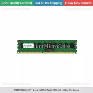 CT25672BB1067S.18FF1 Crucial 2GB DDR3 Reg ECC PC3-8500 1066Mhz 2Rx8 Memory - Picture 1 of 1