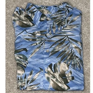 Camicia uomo Tori Richard con bottoni grande blu hawaiana floreale viscosa tasca - Foto 1 di 6