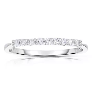 1/4 cttw Petite Diamond Wedding Band in 10K White or Yellow Gold 9 Stones Round - Picture 1 of 17