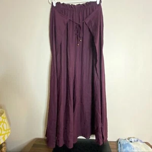 FREE PEOPLE Leinenhose weinrot lila Lainey weites Bein M NEU - Bild 1 von 11