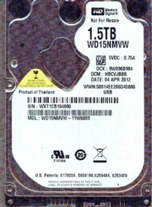 WD15NMVW-11W68S0, HBCVJBBB WESTERN DIGITAL USB3 1.5TB WXT1 APR 2012 - Picture 1 of 1
