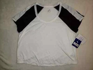 Top corto deportivo de manga corta Joy Lab para mujer blanco y negro L - Imagen 1 de 3