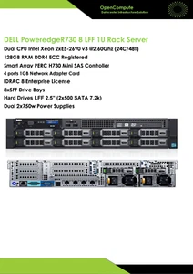Dell PowerEdge R730 8 LFF 2 Xeon E5-2690 V3 Server @2,6 /128GB RAM/2x500GB SATA - Bild 1 von 11