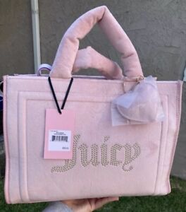 Juicy Couture Diamond Pink Extra Spender Big Tote Crossbody Shoulder Bag Velour