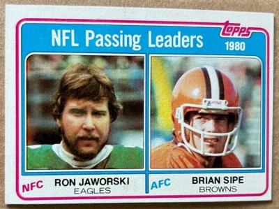 RON JAWORSKI / BRIAN SIPE 1981 TOPPS '80 PASSING LEADERS CARD #1 NM-MT Condition - Image 1 of 2