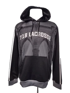 Felpa con cappuccio uomo 718 Lacross nera e grigia manica lunga pullover 2XL - Foto 1 di 3