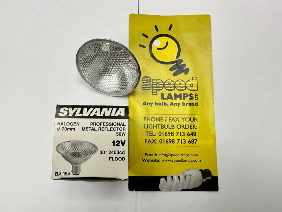 Sylvania Halogen 70mm 50W 12V 30° Flood BA 15d Metal Reflector 6439FR - Image 1 of 1