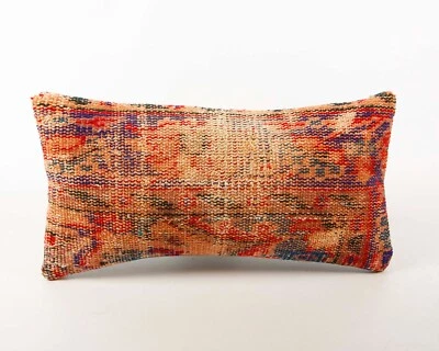 Anatolian Turkish Kilim Pillow, 10x20 Pillow Case, Decorative Pillow Cushion - Image 1 of 4