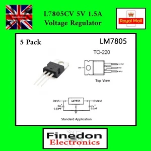 5 x L7805CV +5V Voltage Regulator TO-220 (LM7805 7805 78XX) UK Seller - Picture 1 of 3