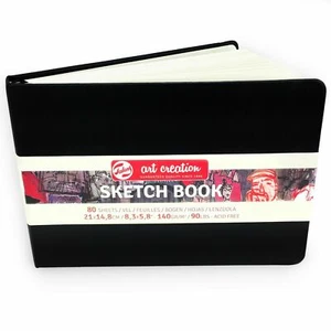 Hardback Sketchbook 80 Sheets 140gsm 14. 8 x 21cm Page Black Cover– Royal Talens - Picture 1 of 6