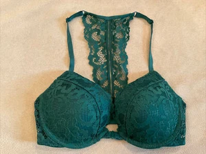 Victoria’s Secret Bra 32C Green Lace Racerback Push-up Very Sexy - Picture 1 of 3